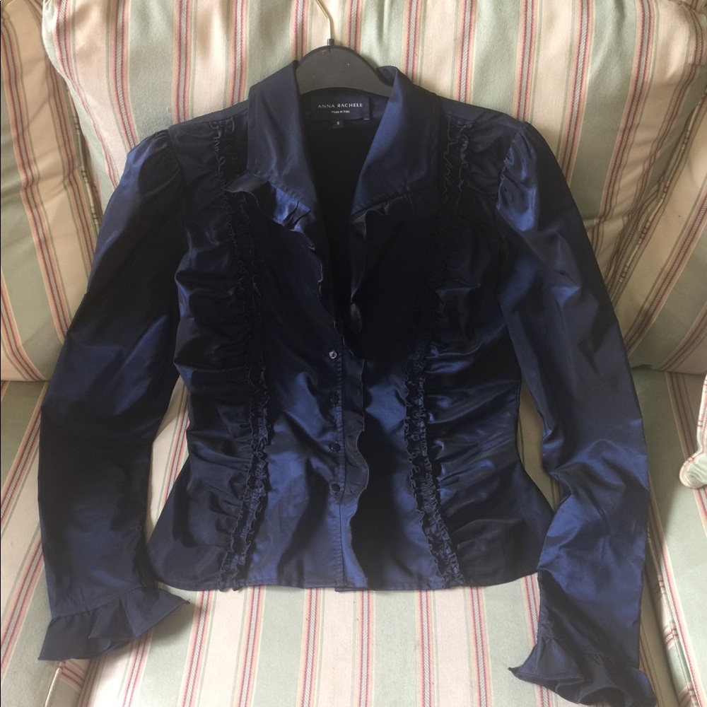 Anna Rachele Navy Blouse.  Made in Italy.